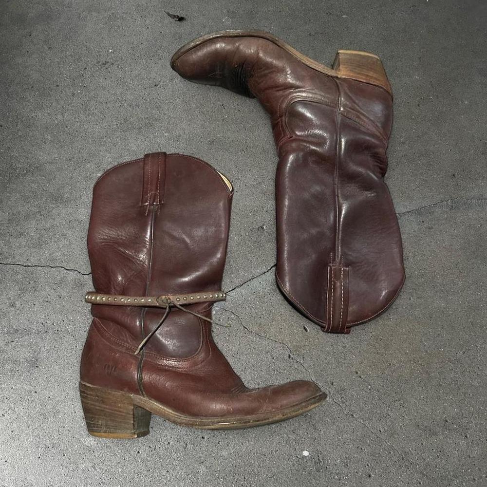 Vintage men's Frye brown leather tassel cowboy boots Size 10.5D